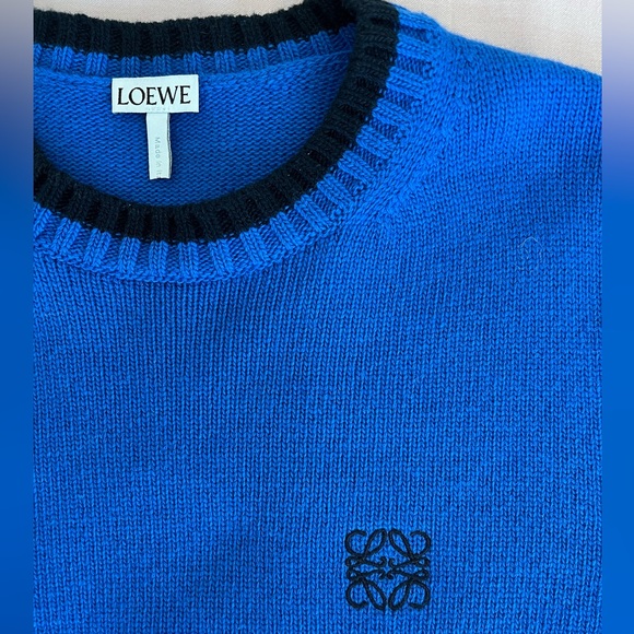 Loewe size small Embroidered Wool-blend cropped Sweater in blue with logo - Picture 3 of 5